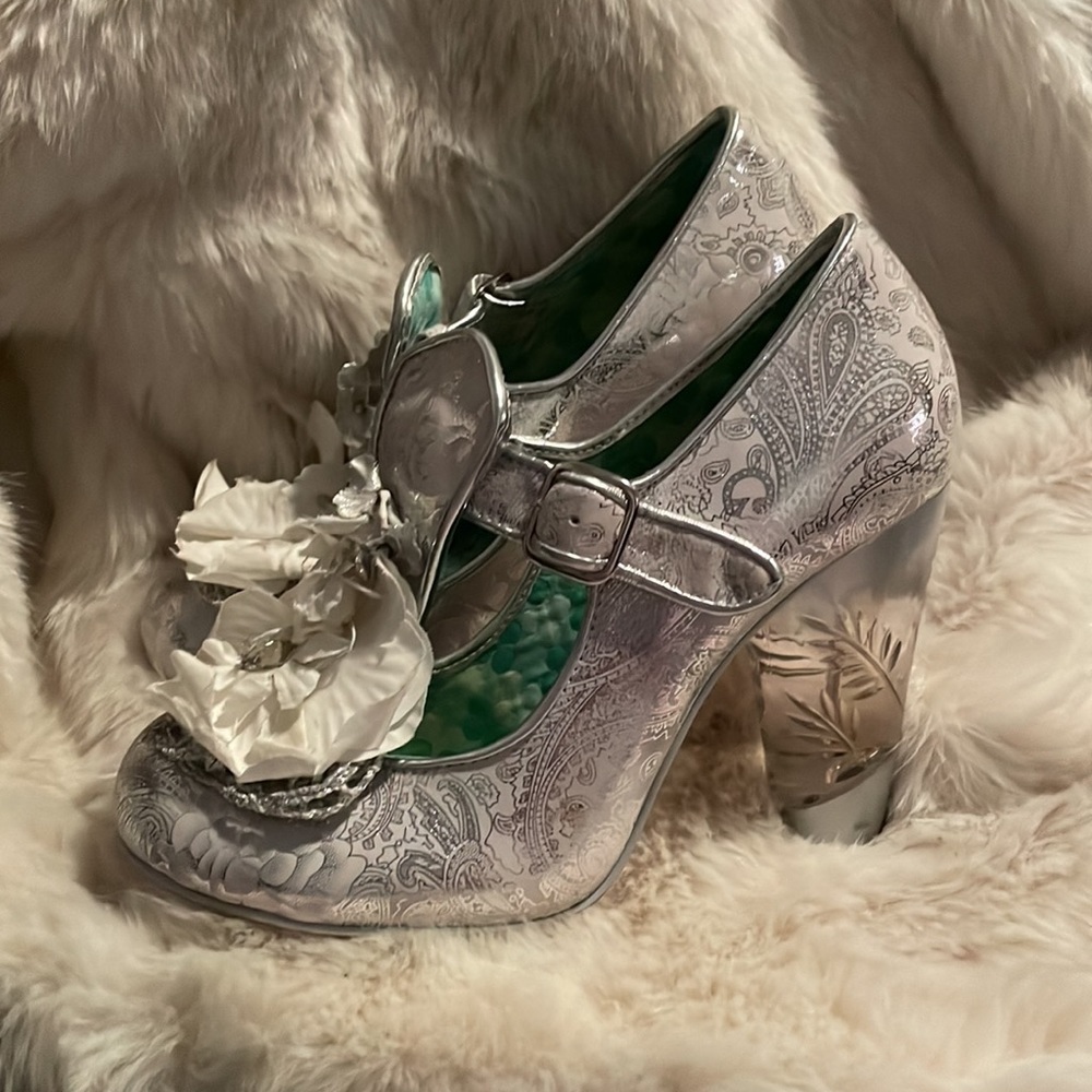 Burlesque Silver Floral Heels